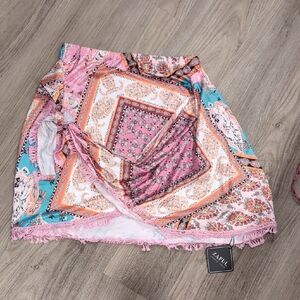 Zaful Multicolor Patterned Skirt Swim Cover Up Size Medium NWT